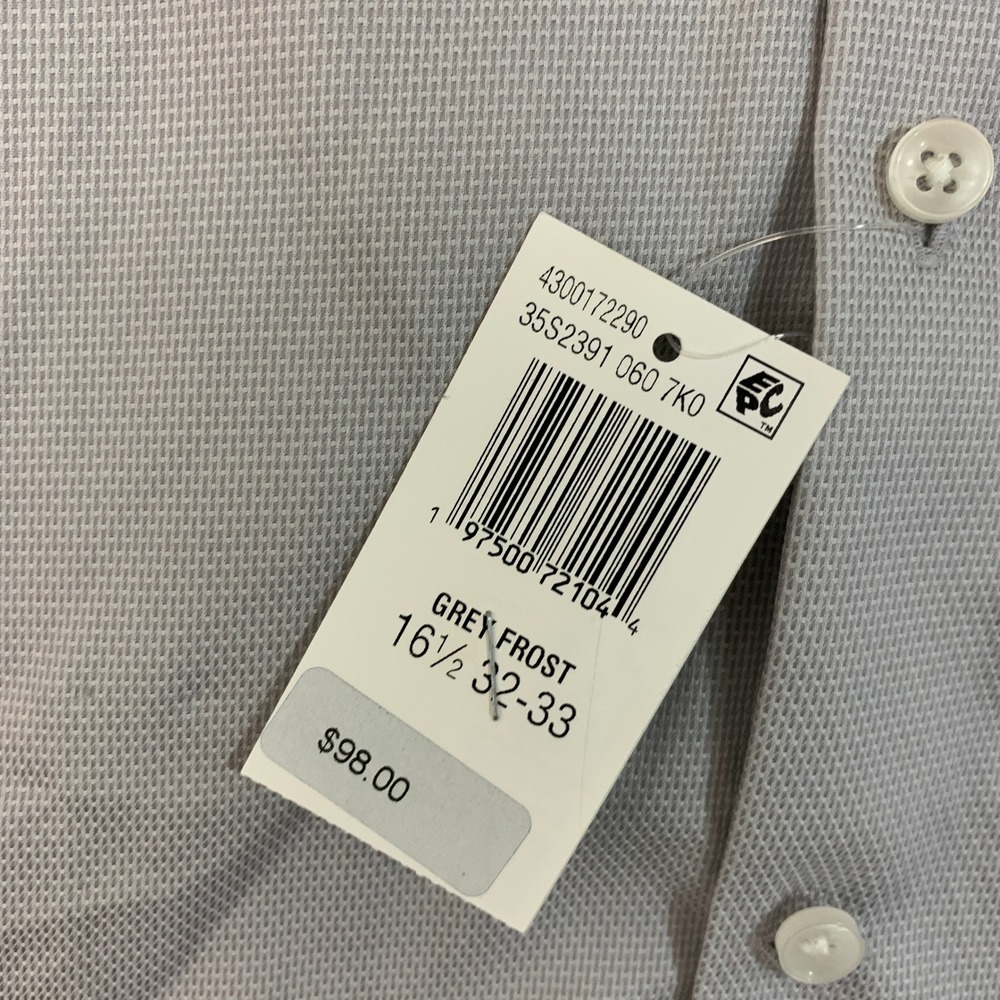 NWT Michael Kors Regular Fit Dress Shirt Men's L 16.5 32/33 Grey Frost Cotton - Picture 8 of 13